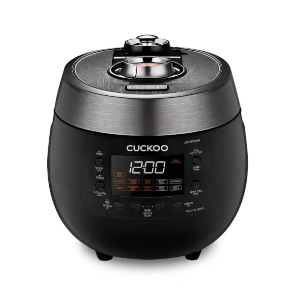 CUCKOO CRP - RT0609FB 6 - Cup (Uncooked) / 12 - Cup (Cooked) Twin Pressure Rice Cooker & Warmer with Nonstick Inner Pot, 14 Menu Options, Safe Steam Release, 3 Voice Guide, Auto Clean (Black)