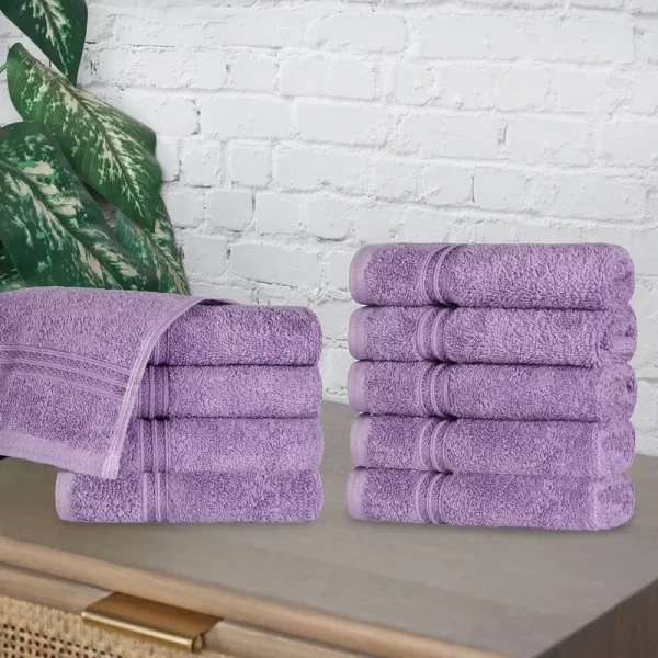 Superior Solid Egyptian Cotton 10-Piece Face to Wel Set ,Royal Purple