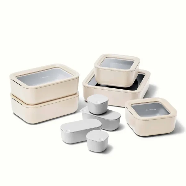Caraway 14 Piece Glass Food Storage Set - Cream