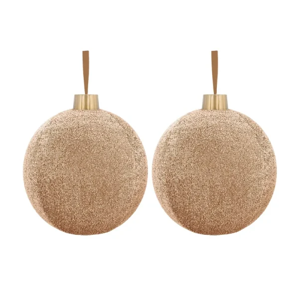 Holiday Time Christmas Inflatable Gold Tinsel Ornament 2 Pack, 12 inch