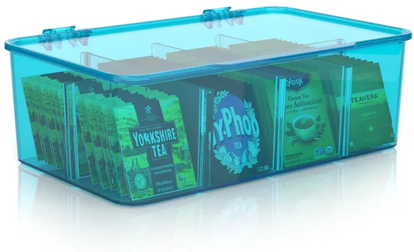 Utopia Home 1 Pack Tea Bag Organizer - Stackable Tea Bag Storage Organizer with Clear Top Lid- Tea Bag Holder for Counter Tops, Kitchen Cabinets,