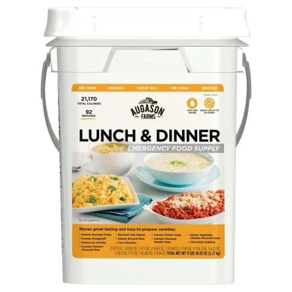 Augason Farms Lunch and Dinner Variety Pail Emergency Food Supply 4 Gallon Pail