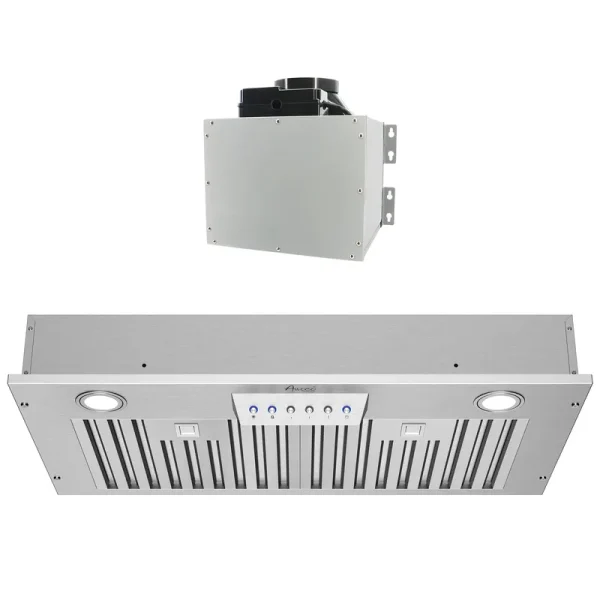 Awoco RH-IT06-M30 30" Cabinet Hood Insert with 800 CFM 4 Speed Control LED Lighting Baffle Filters in Stainless Steel