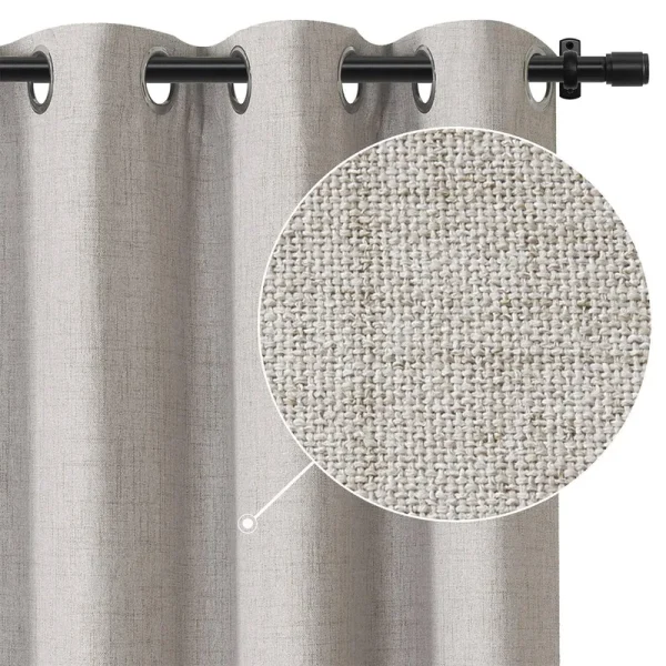 Rose Home Fashion 100 Linen Blackout Curtains 84 inch Length 2 Panels Set Linen Textured Look Drapes with Blackout Liner, Curtai