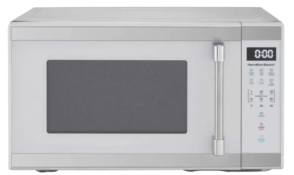 Hamilton Beach 1.1 Cu. Ft. Countertop Microwave Oven, 1000 Watts, White Stainless Steel