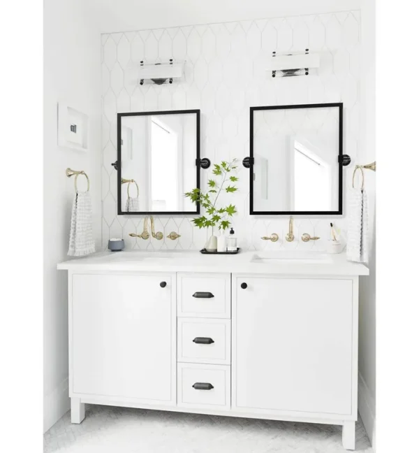Blakley Modern & Contemporary Beveled Bathroom / Vanity Mirror Mercer41 Finish: Matte Black, Size: 24" x 22"