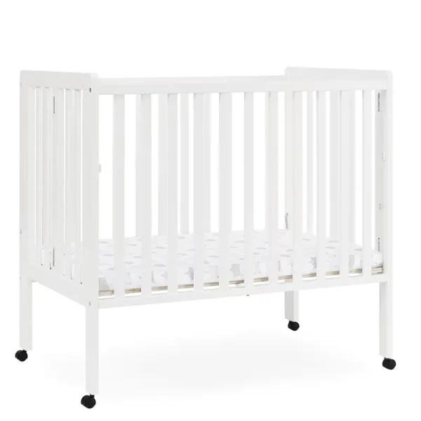 Delta Children Lee Portable Folding Mini Crib with 1.5 - Inch Mattress - Greenguard Gold Certified, Bianca White