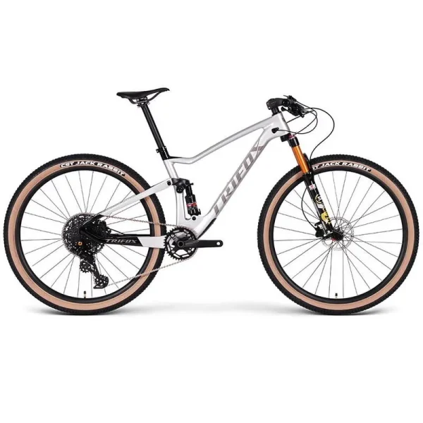 PIONEER Outroad Mountain Bike Double Full Suspension MTB for Adult, M6100 12 - Speeds Carbon Fiber Full Suspension MTB MFM100, Dual Disc Brake Bikes for Men Women