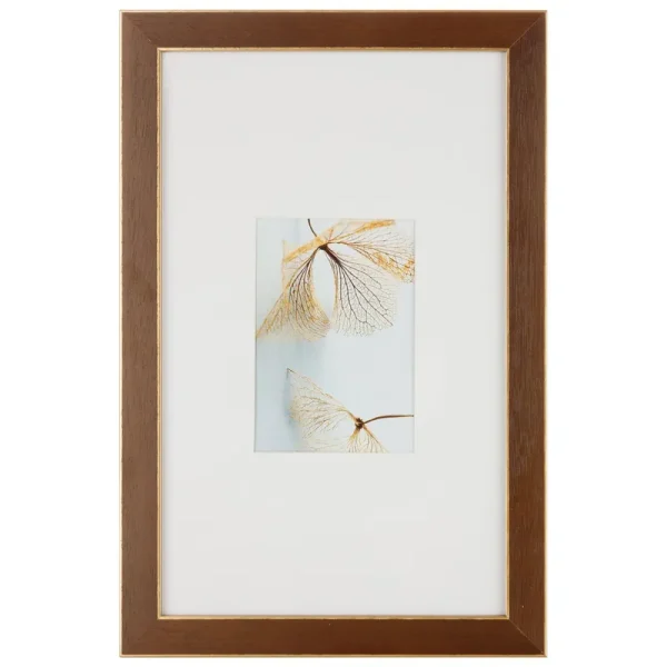 Walnut & Gold Trim Frame with Mat, Gallery by Studio Dcor, Size: 5�� x 7��