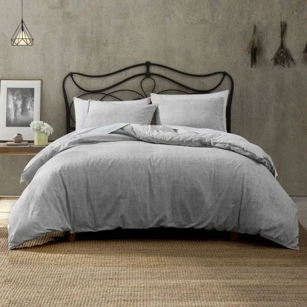 Emington Cotton Percale Comforter Set Size: Full/Double Comforter + 2 Standard Shams Color: Light Gray