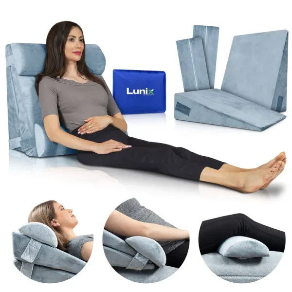 LX8 2 Layers Orthopedic Wedge Pillow Set, with Hot Cold Pack Gray