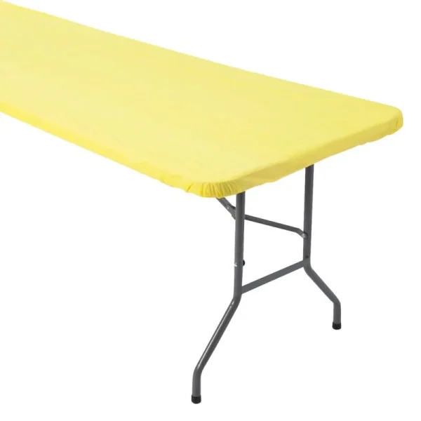 6 ft Yellow Fitted Rectangle Plastic Tablecloth