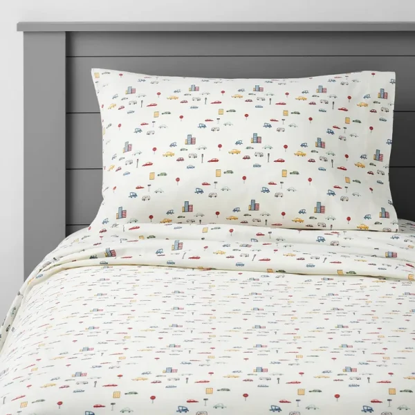 Pillowfort Twin City Cars Cotton Sheet Set - Size Twin