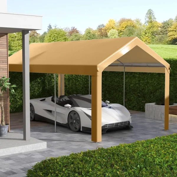Outsunny 10 x 20ft Carport Canopy Replacement, UV Resistant, Beige