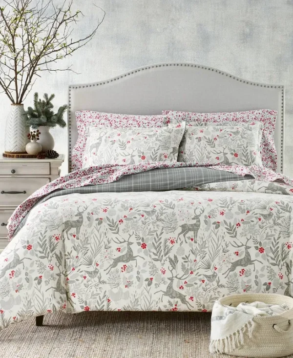 Charter Club Woodland Flannel Duvet Cover, King, Created for Macy's - Woodland