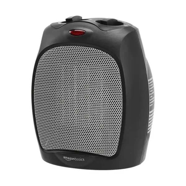 Basics 1500W Ceramic Personal Heater with Adjustable Thermostat Black
