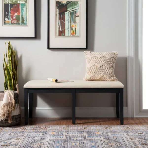 Linon Jamil Backless Dining Bench, Dark Charcoal