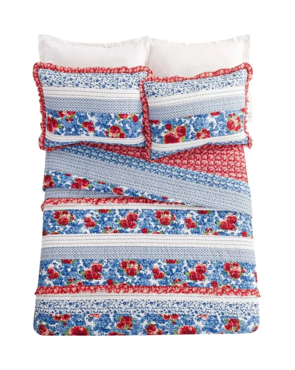The Pioneer Woman Heritage Floral Quilt, Full/Queen, Blue
