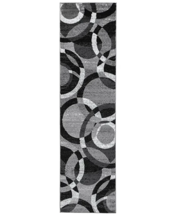Contemporary Modern Circles Gray Area Rug Abstract 2' x 7'2" Runner