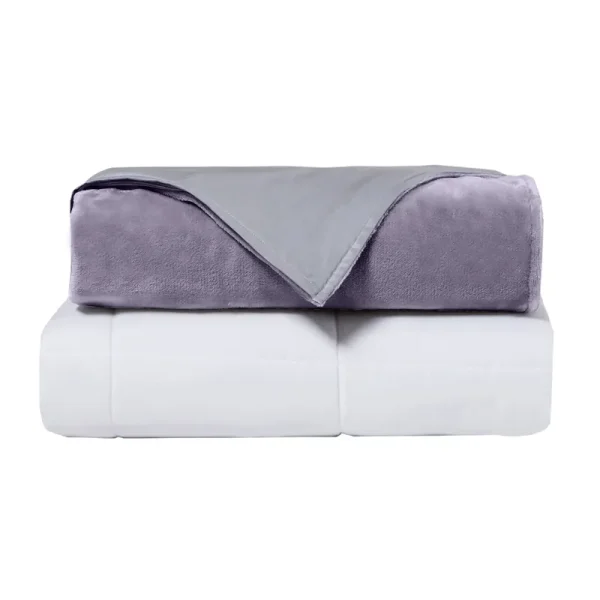 DreamLab Crystal 15-lb. Reversible Cooling Weighted Blanket with Removable Cover, Purple, 15 lbs