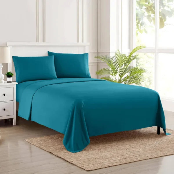 Sweet Home Collection 1800 Thread Count Bed Sheet Set Egyptian Quality Brushed Microfiber 5 Piece Deep Pocket, Split King, Teal