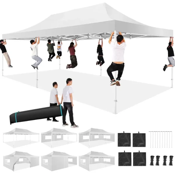 COBIZI 13x26 Heavy Duty Commercial Canopy Tent, Easy Pop up Party Tent Gazebo, Outdoor Portable Party Canopy, Extra - Large Size Space for Outside Wedding Gathering Activities, Waterproof&UPF 50+, White