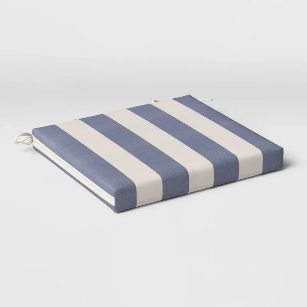 Cabana Stripe Outdoor Seat Cushion DuraSeason Fabric Navy - Threshold