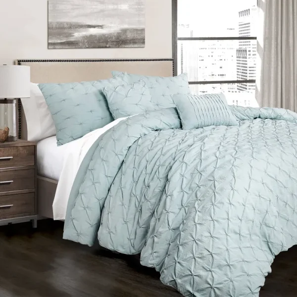 Lush Decor Ravello Pintuck Comforter Set Blue King
