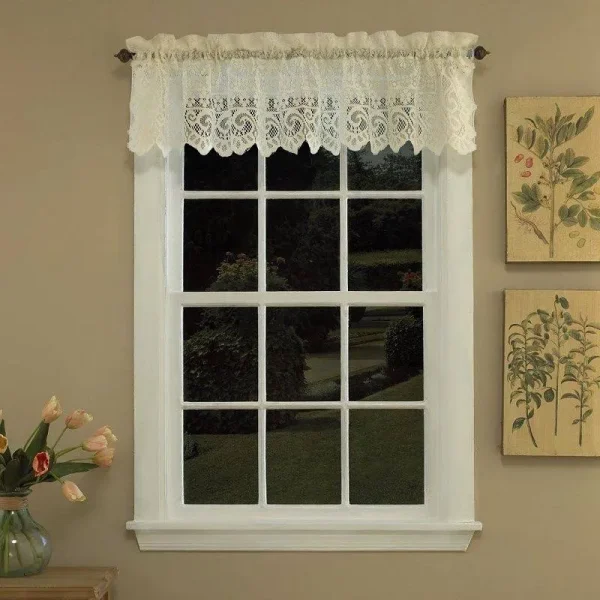 Sweet Home Collection Old World Style Floral Heavy Lace Curtain Valance