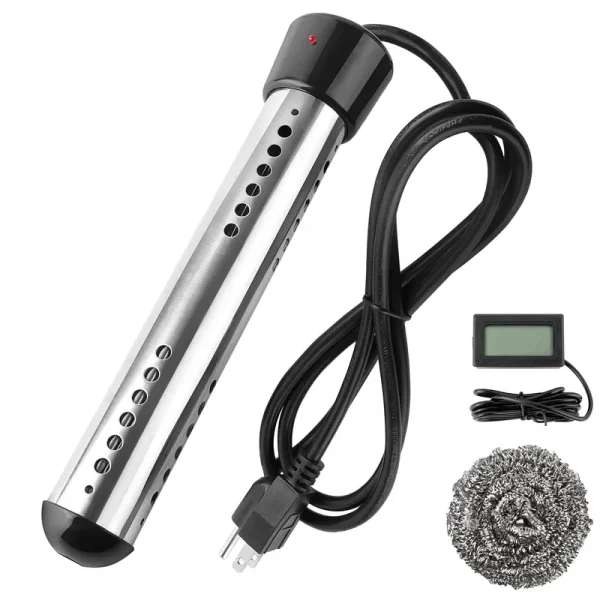 2000W Immersion Water Heater, Portable Water Heater Electric with 304 Stainless Steel Anti-Scalding, Bucket Water Heater with Digital LCD
