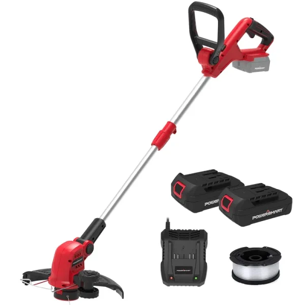 PowerSmart 20V 12-Inch Cordless String Trimmer, 2 Ah Battery and Charger Included