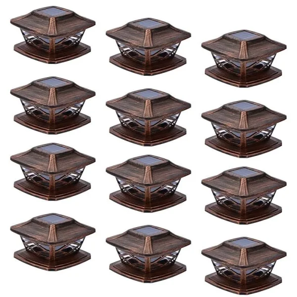 Twinsluxes Solar Post Lights Outdoor 2 Modes Waterproof LED Solar Fence Cap Light for3.5x3.5 4x4 5x5 and 6x6 Post in Patio,Deck Walkway and Garden