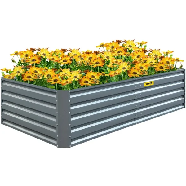 VEVOR Galvanized Raised Garden Bed, 80" x 40" x 19" Metal Planter Box, Gray Steel Plant Raised Garden Bed Kit, Planter Boxes ou