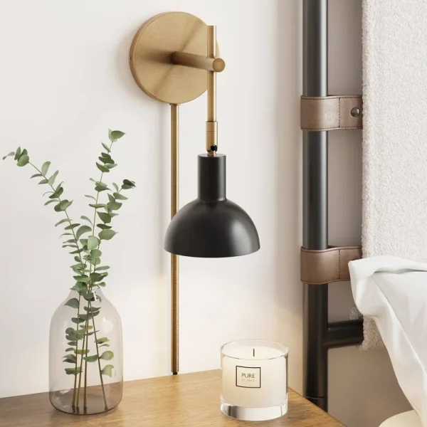 Tamlin Wall Light Fixture Vintage Brass/Matte Black - Nathan James