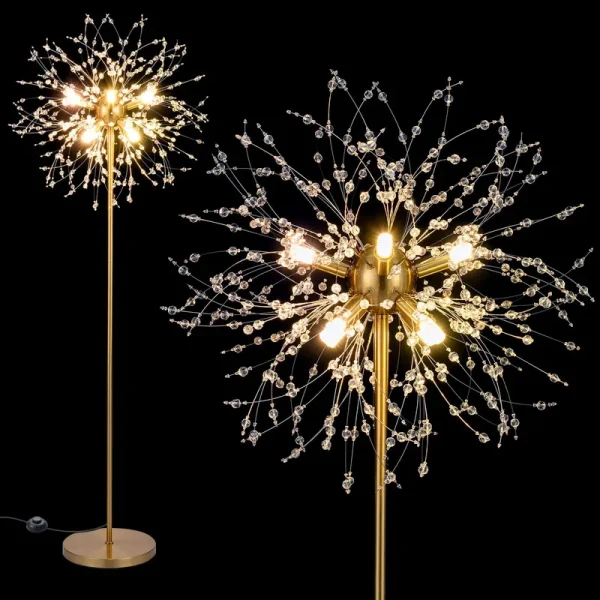 Tangkula 63-Inch Crystal Floor Lamp Modern Freestanding Dandelion Light