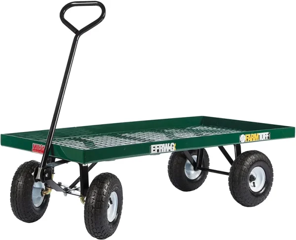 Millside Metal Deck Garden Wagon with Flat Free Tires, Green