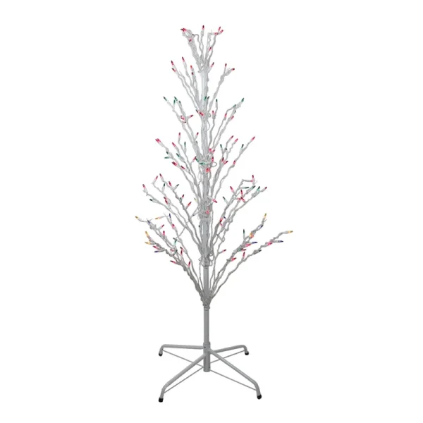 Northlight 4' White Lighted Christmas Cascade Twig Tree Outdoor Decoration - Multi Lights