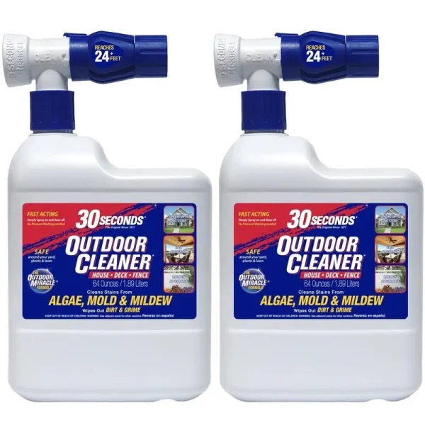 30 Seconds Outdoor Cleaner Hose End Sprayer | 2 Pack | Vinyl Siding Fences Patios & More