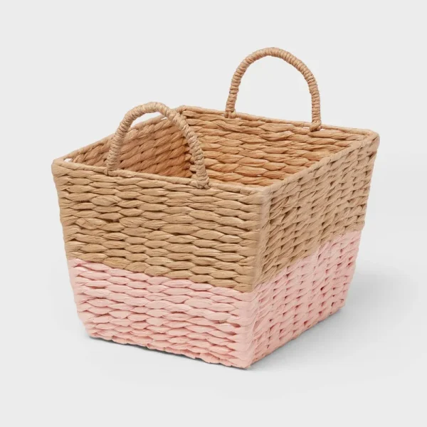 Rectangular Kids' Woven Basket Pink - Pillowfort