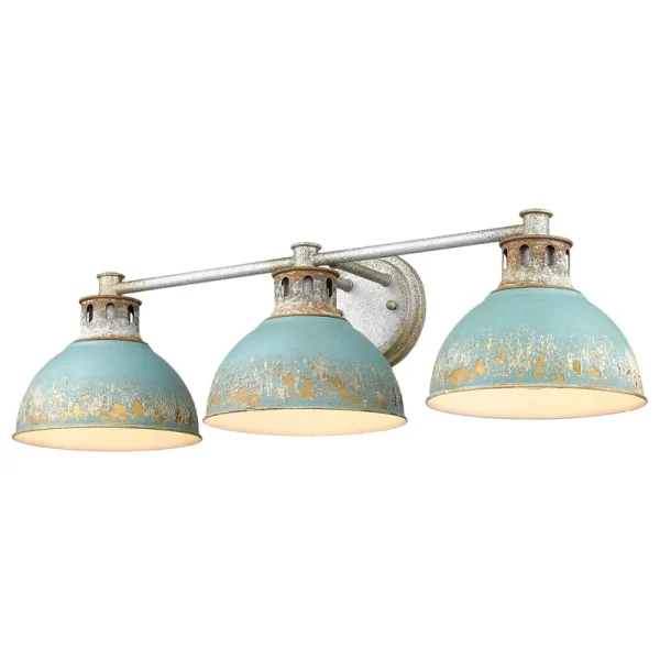 Golden Kinsley 3 Light Bath Vanity 0865 Ba3 AGV Teal (Aged Galvanized Steel)