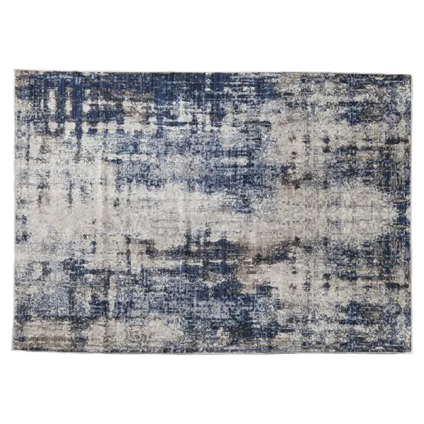 Better Homes & Gardens High Low Abstract Area Rug, Navy, 5' x 7'