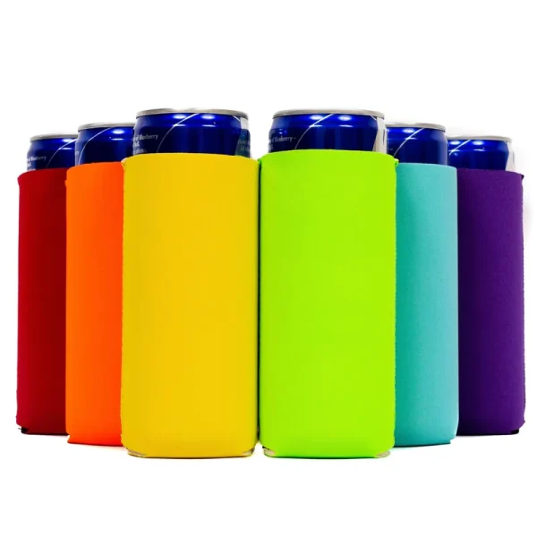 QualityPerfection Slim Can Cooler Sleeves, Neoprene 12oz Beer/Energy Drink Blank Skinny Coolie 6 Multi