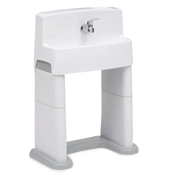Delta Children PerfectSize 3-in-1 Convertible Sink, Step Stool and Bath Toy for Kids, White/Grey