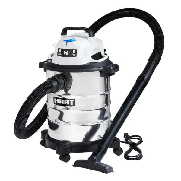 Hart 6 Gallon 5 Peak HP Stainless Steel Wet/Dry Vacuum, VOC608S 3702