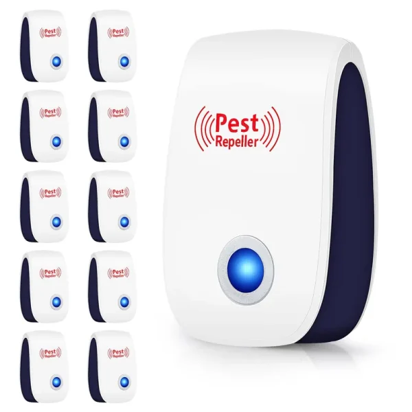 JLLOM 10 Packs Ultrasonic Pest Repeller Electronic Mouse Repellent Ultrasonic Plug in Rodent Repellent Indoor Sonic Repellent Pest Control for
