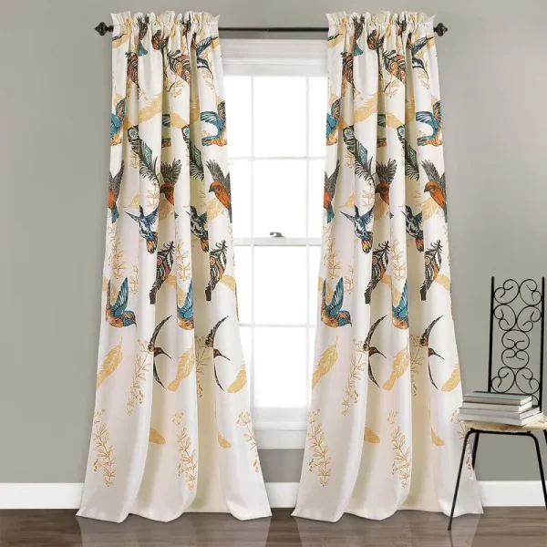 Bloomsbury Market Kyoto Wildlife Room Darkening Thermal Rod Pocket Curtain Panels (Set of 2)