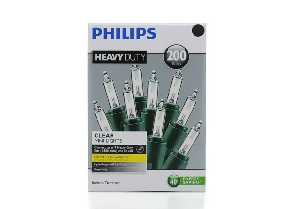 Philips 118108-104 Heavy Duty Mini 200-Bulbs String Light, Clear