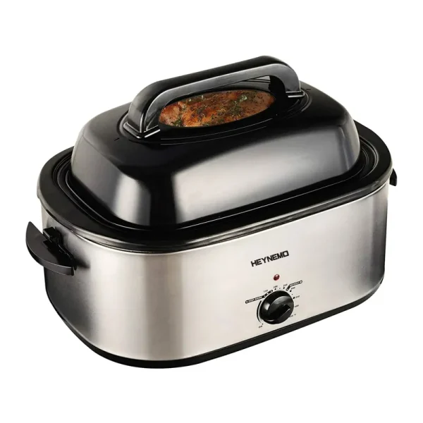 Superjoe 26 Quart Electric Roaster Oven, Stainless Steel Turkey Roaster Oven Buffet with Self-Basting Lid Removable Pan, Silver, Size: 15 in