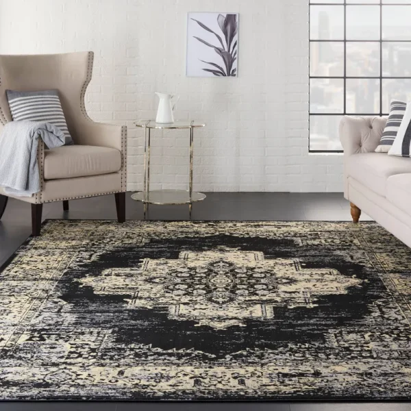 Nourison Grafix GRF14 Area Rug | Black | 7' x 10'