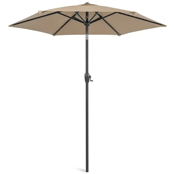 Best Choice Products Heavy-Duty Outdoor Market Patio Umbrella with Push Button Tilt, Easy Crank Lift, Tan
